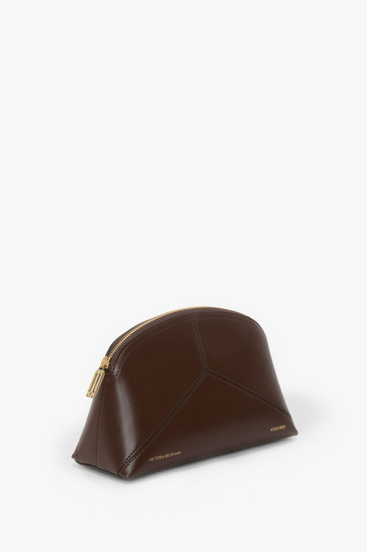 Victoria Large Travel Pouch In Dark Brown Smooth Leather