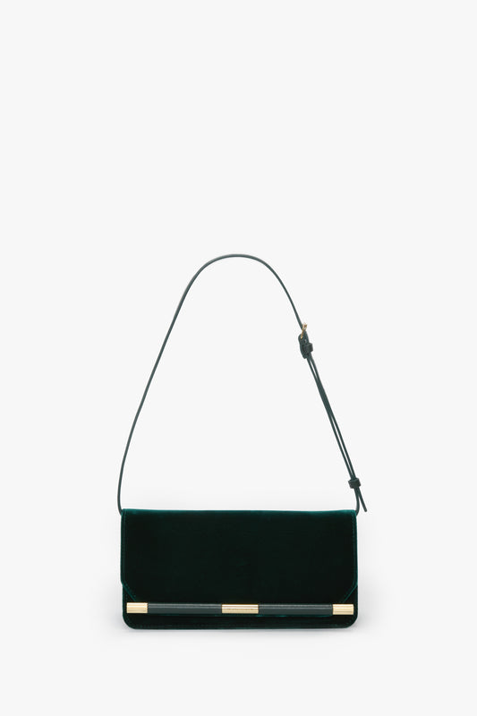 202 Clutch Bag In Dark Green Velvet