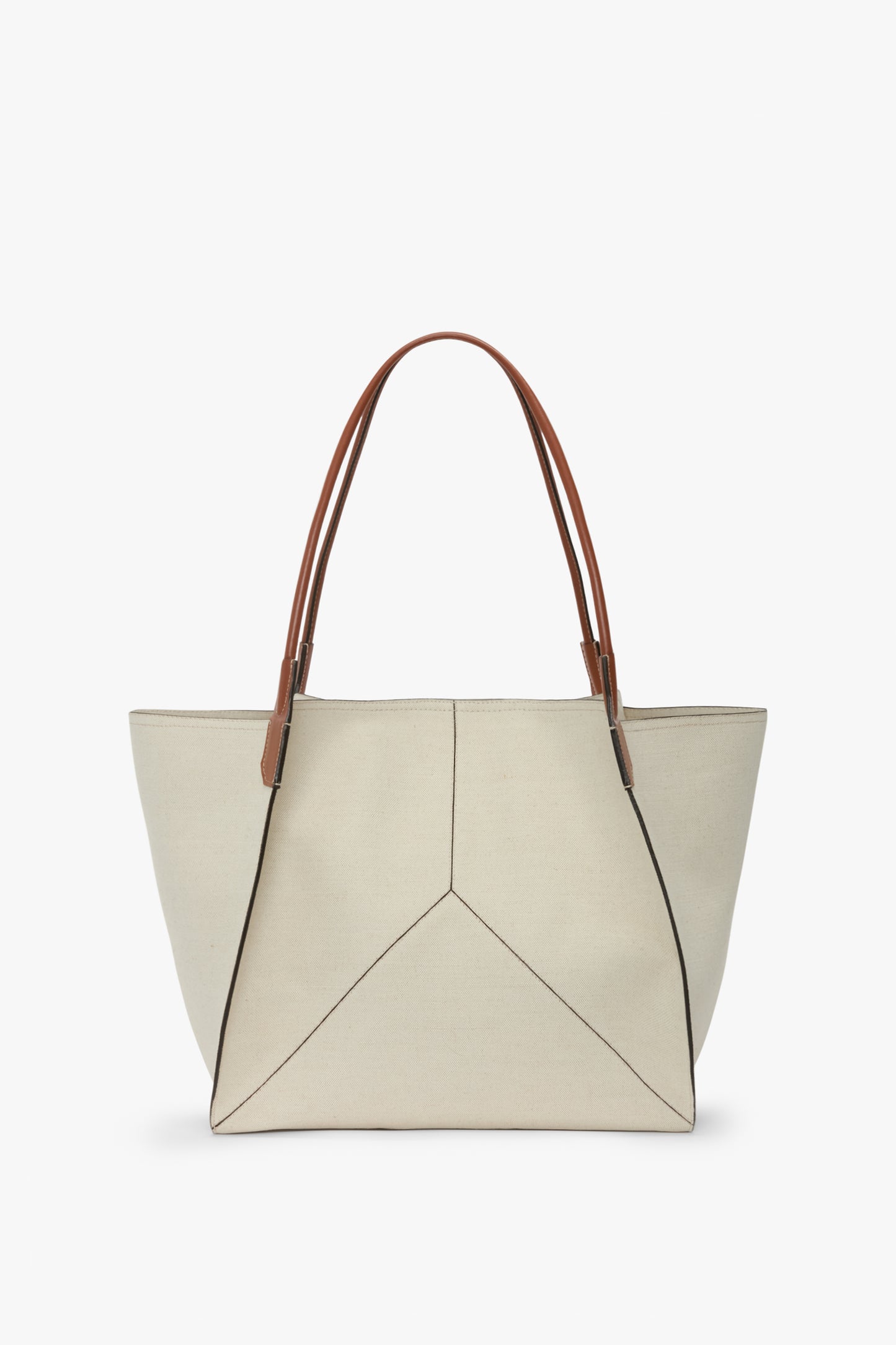 Large Victoria Tote In Ivory Canvas With Tan Leather