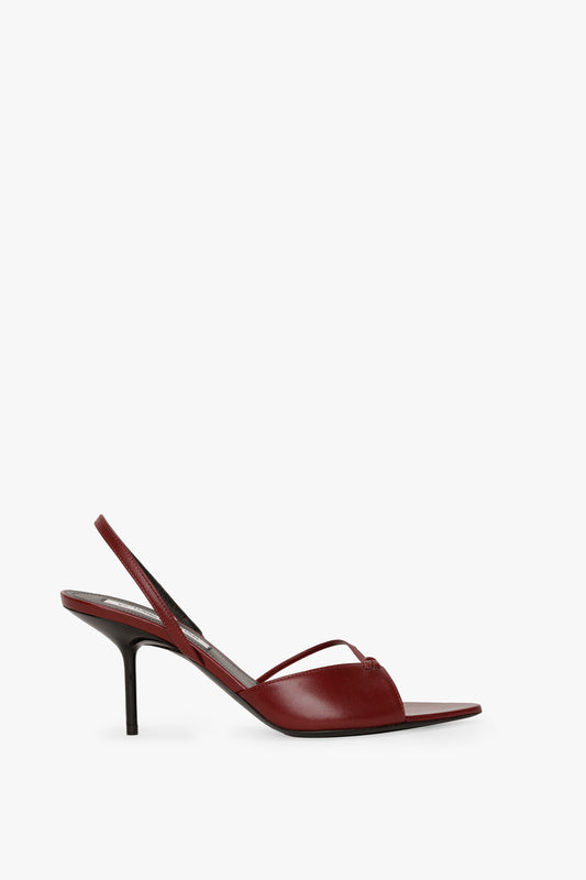 Harlow Stiletto Sandal In Burgundy Smooth Leather