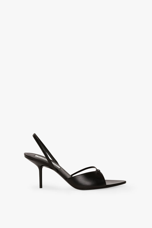 Harlow Stiletto Sandal In Black Smooth Leather