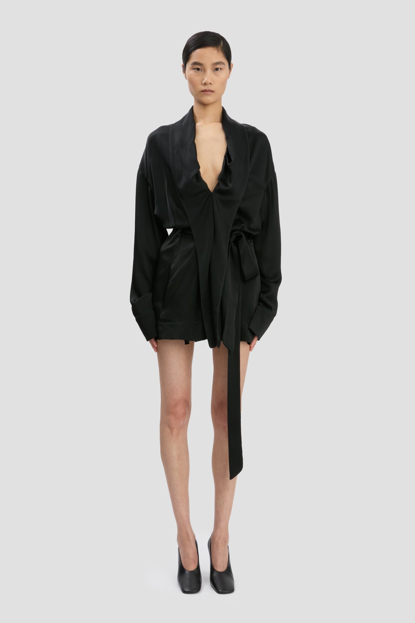Wrap Mini Dress In Black