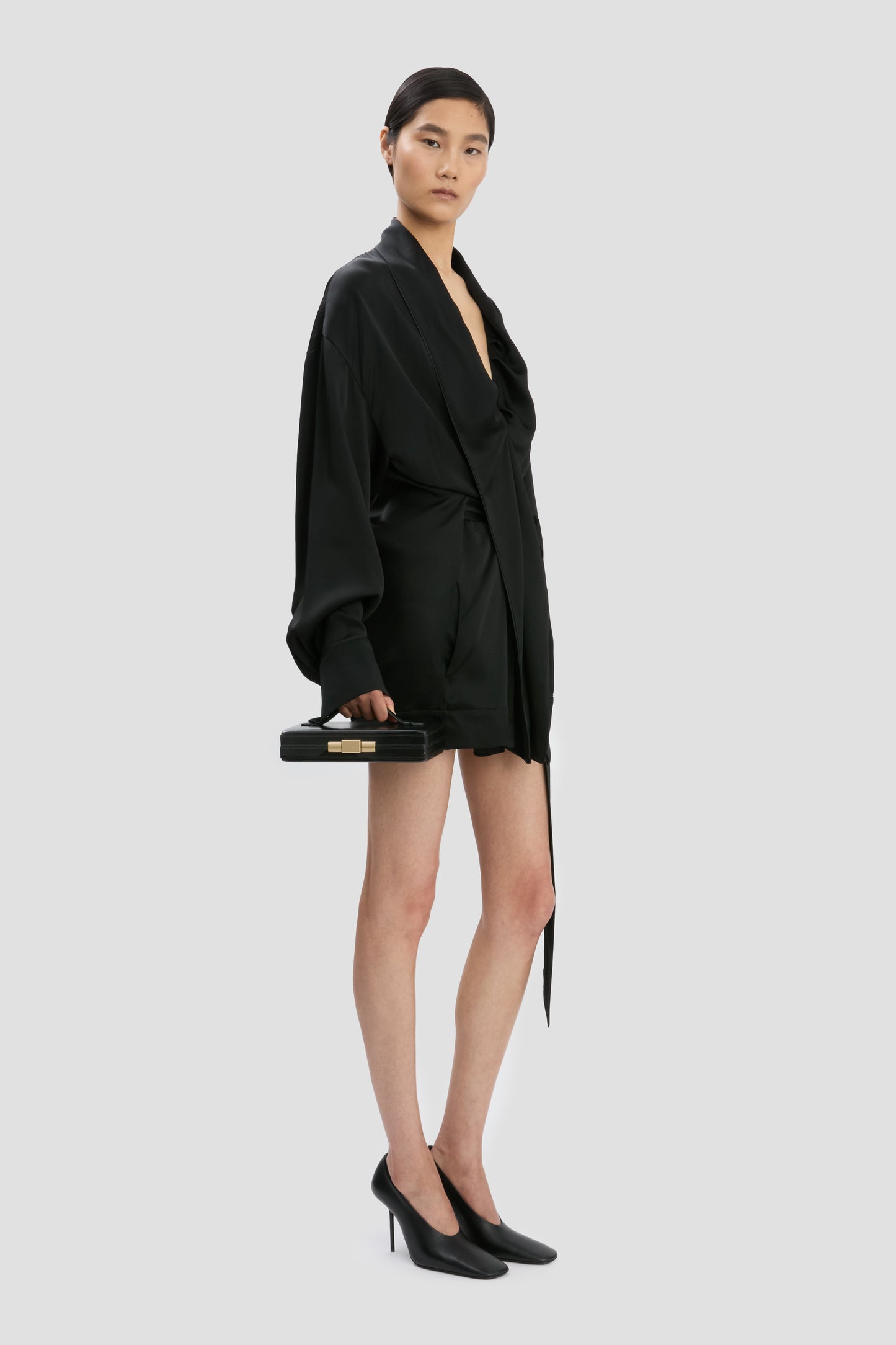 Wrap Mini Dress In Black