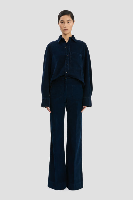 Shoulder Detail Slim Shirt In Indigo
