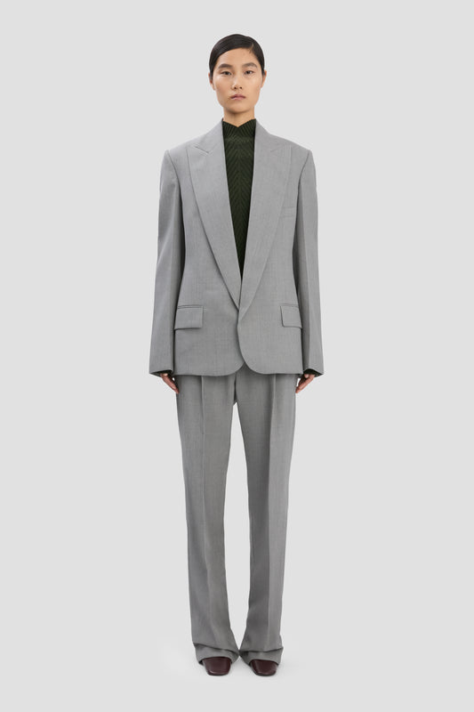 Sculptural Sleeve Jacket In Light Grey Melange