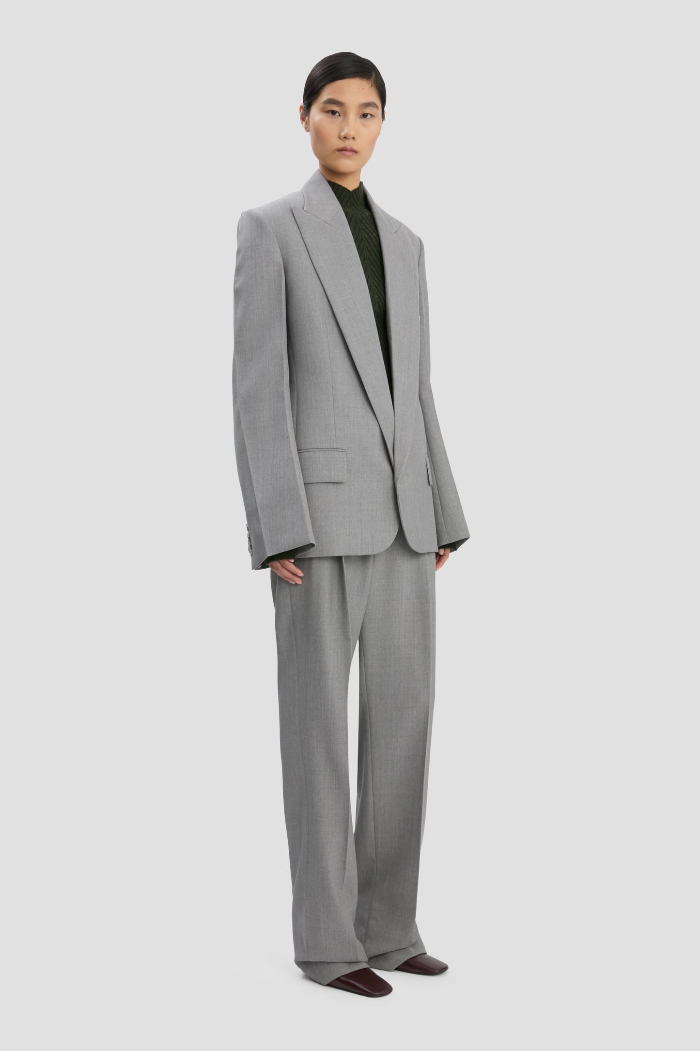 Sculptural Sleeve Jacket In Light Grey Melange