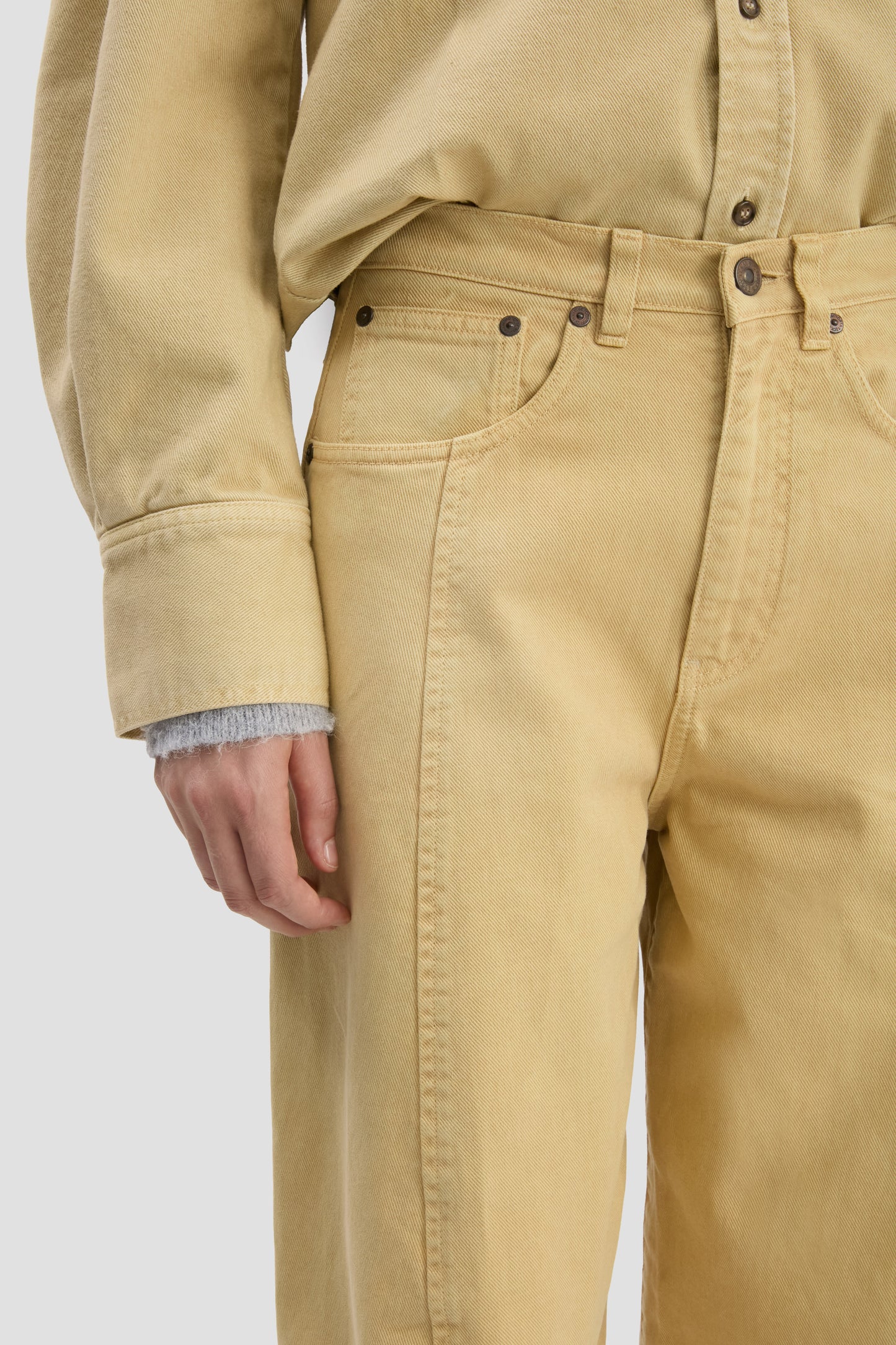 Shoulder Detail Slim Shirt In Butter Yellow