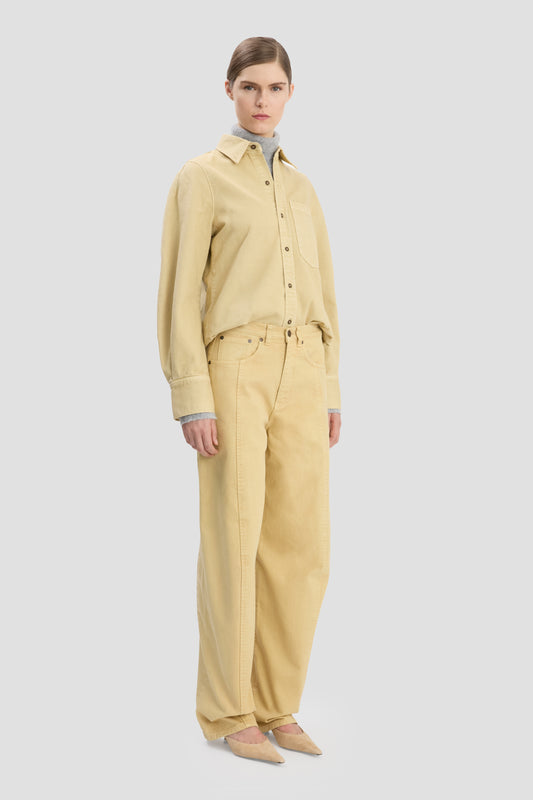 Curved Leg Relaxed Jean In Butter Yellow