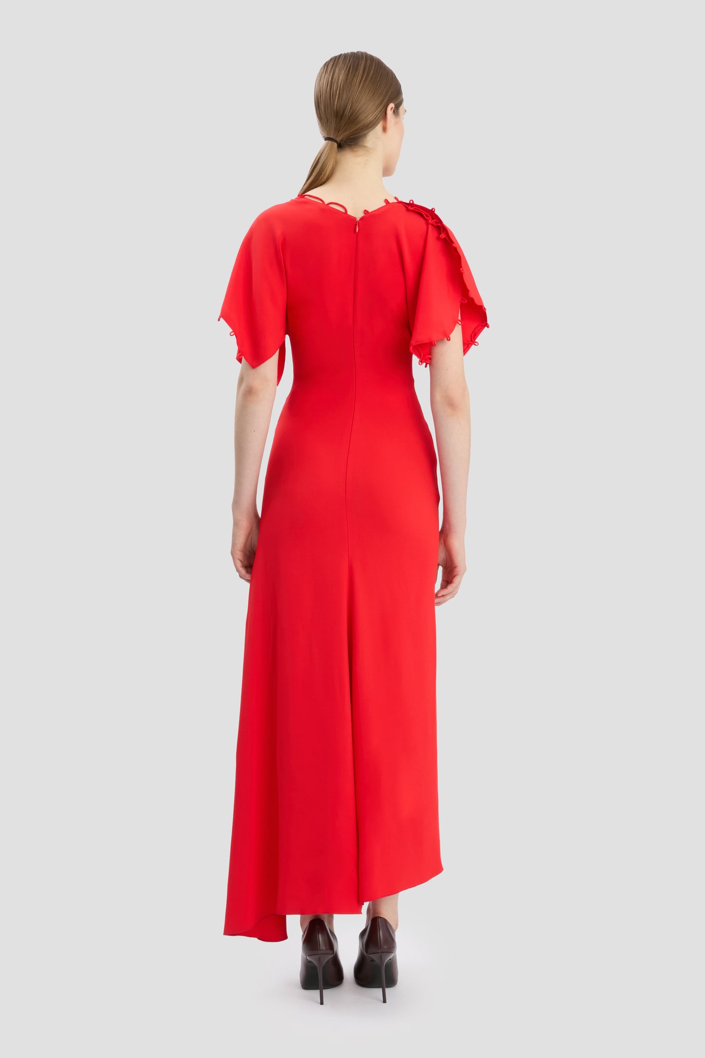 Rouleaux Detail Midi Dress In Cayenne