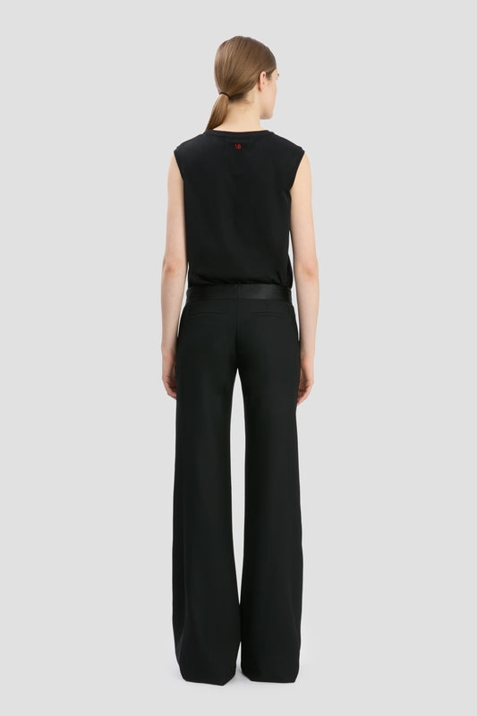 Satin Waistband Trouser In Black – Victoria Beckham UK