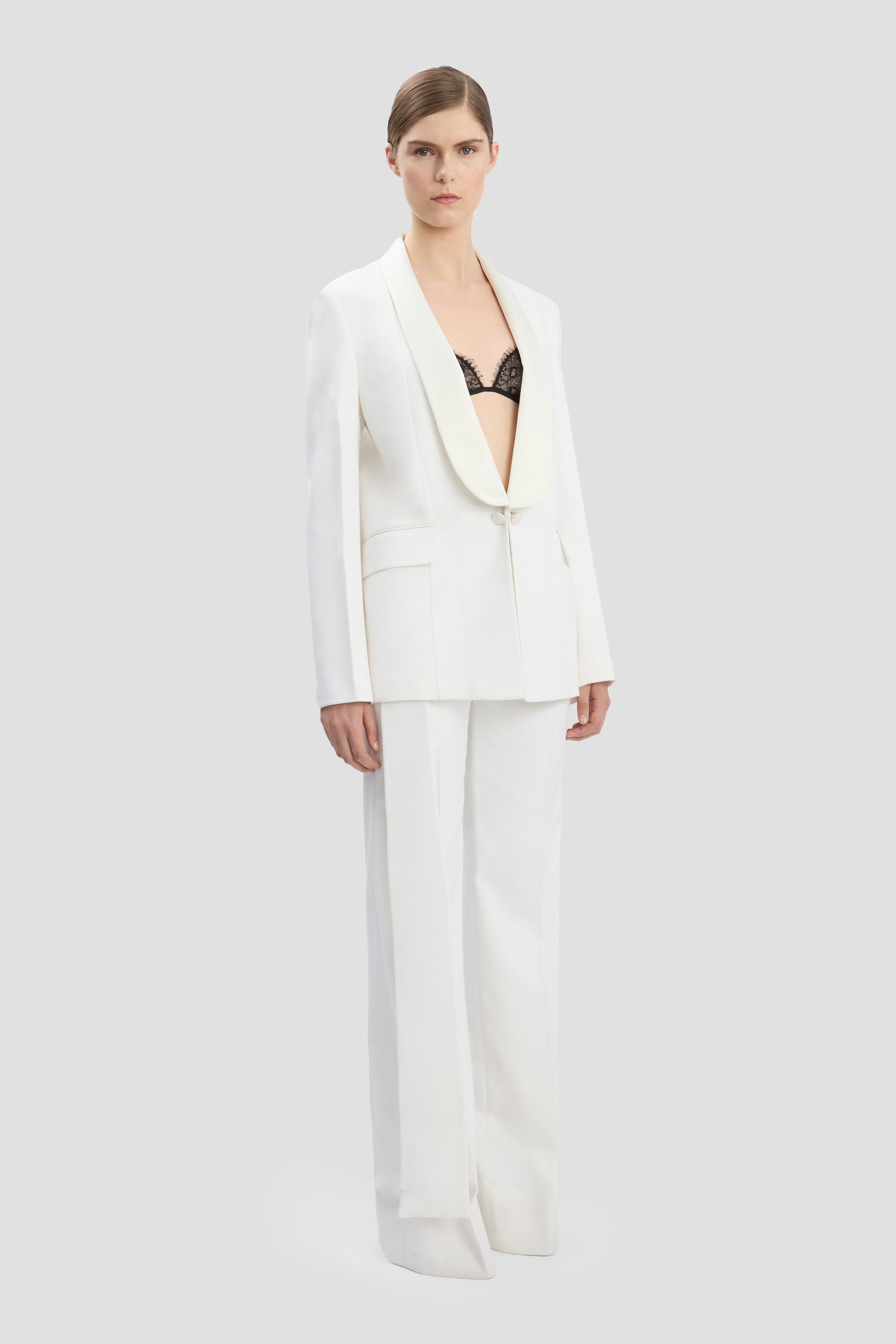 ジャケット VICTORIA BECKHAM Women Jackets 1125WJK006060A IVORY White Double Breasted Tuxedo Jacket In Ivory – Victoria Beckham Inc