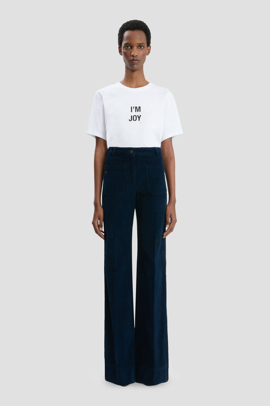 Alina High Waisted Corduroy Jean In Indigo