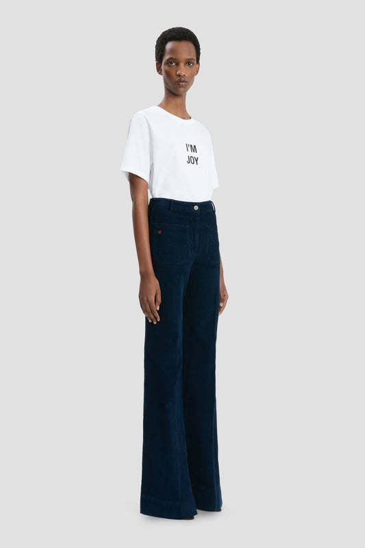 Alina High Waisted Corduroy Jean In Indigo