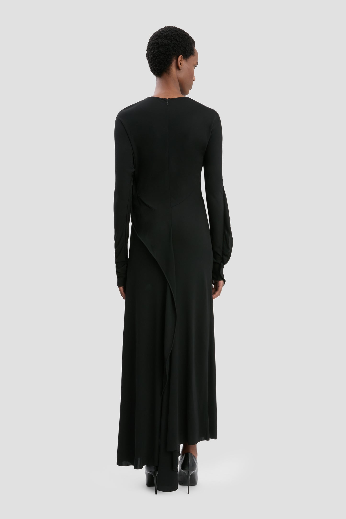 Draped Midi Dress In Black