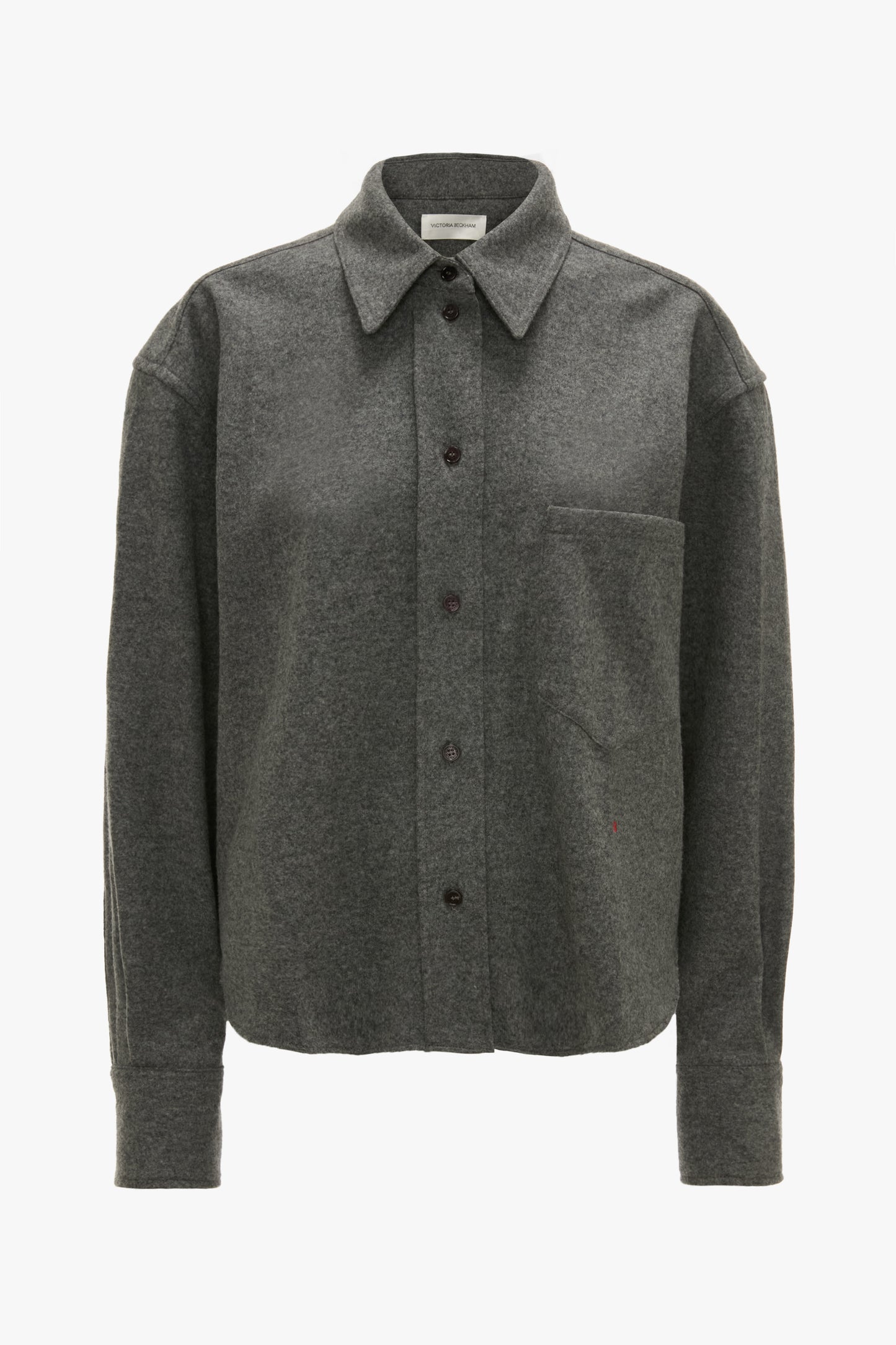 Cropped Long Sleeve Shirt In Grey Melange