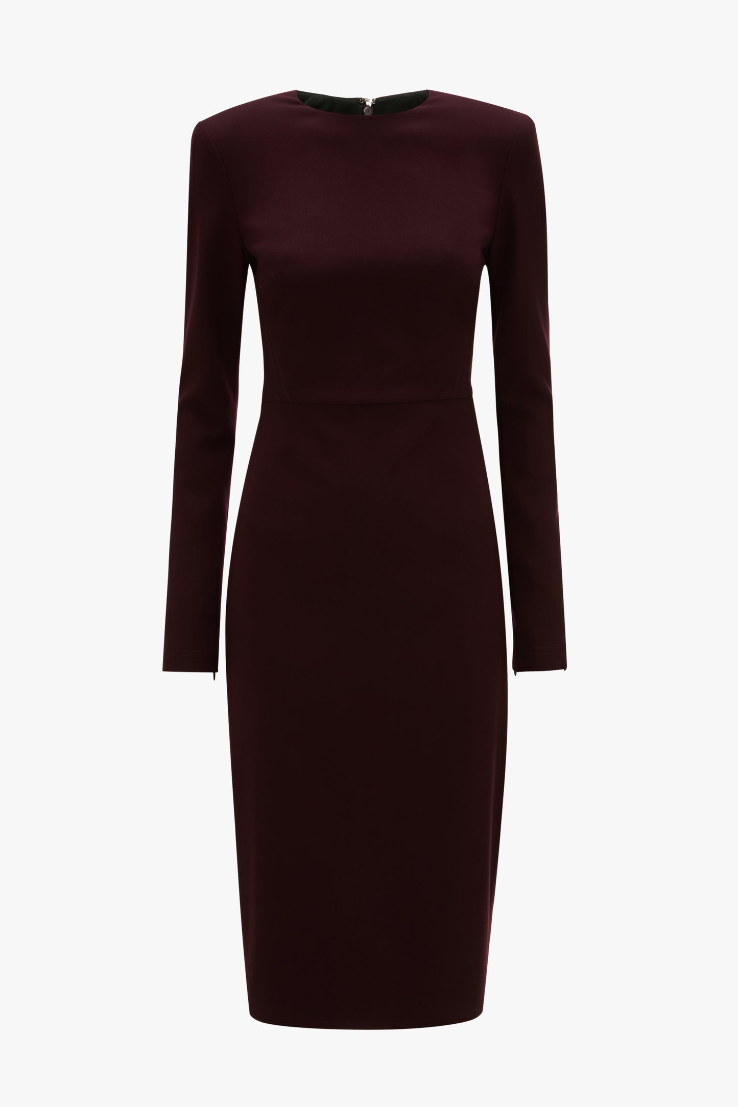 Long Sleeve T-Shirt Fitted Dress In Deep Mahogany
