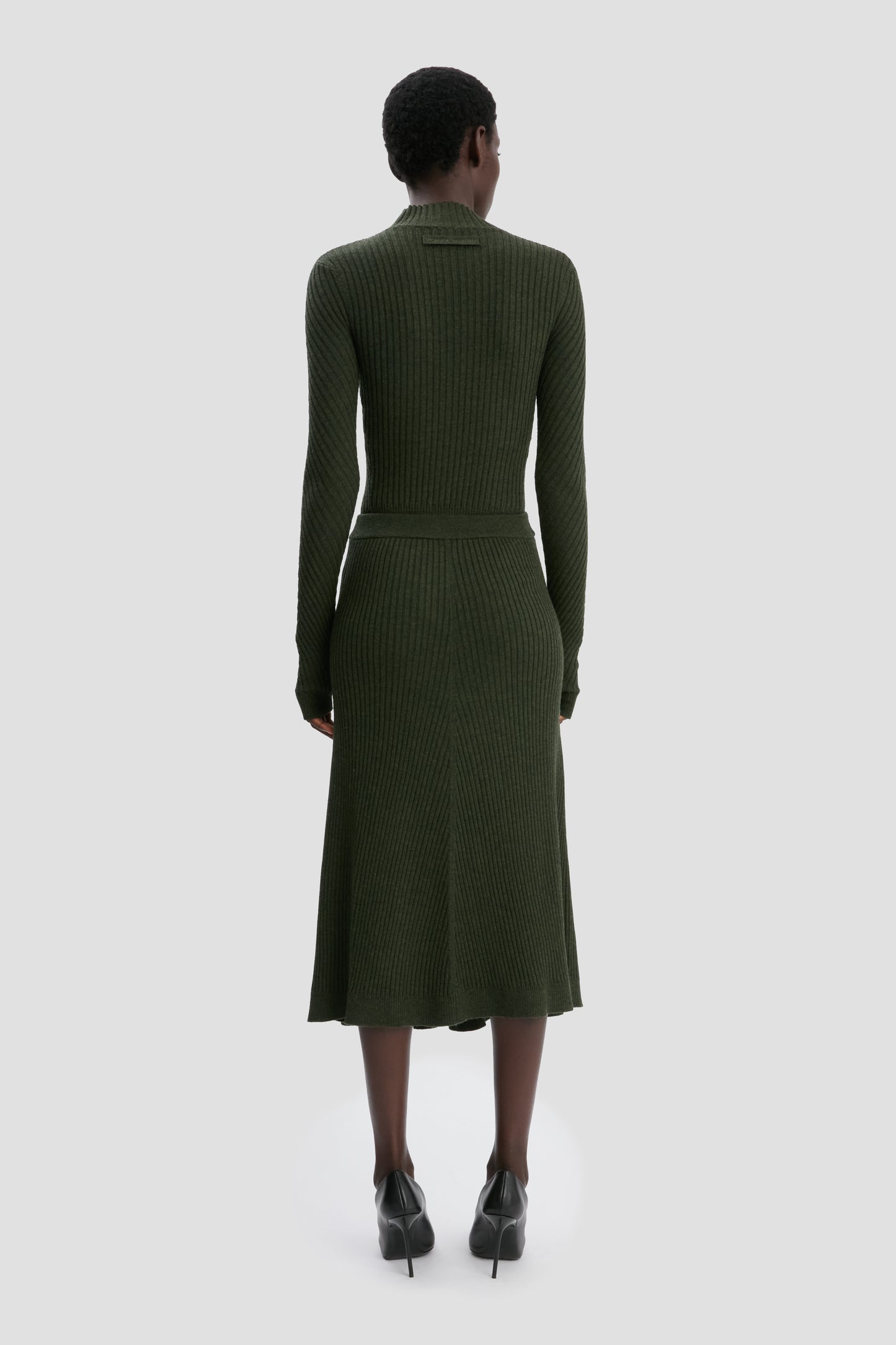 Ribbed Knit Midi Skirt In Oregano
