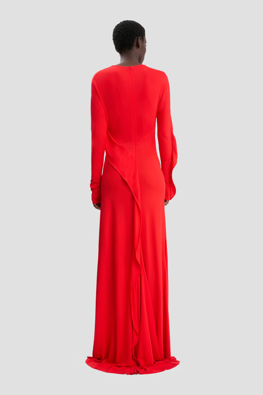 オールインワン・サロペット Victoria Beckham Long Sleeve Polo Collar Midi' Dress Long Sleeve Polo Collar Midi Dress In Tomato Red – Victoria