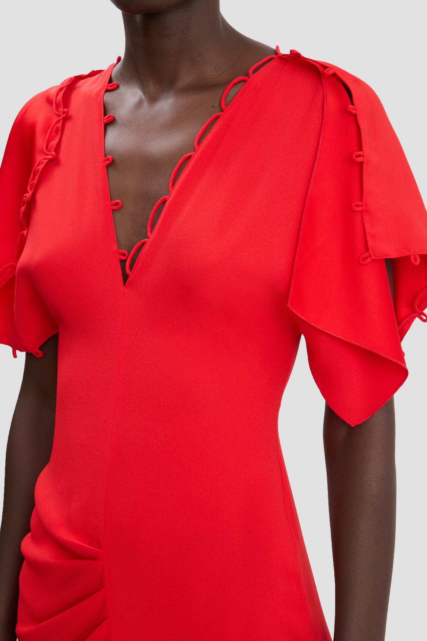 Rouleaux Midi Dress In Cayenne