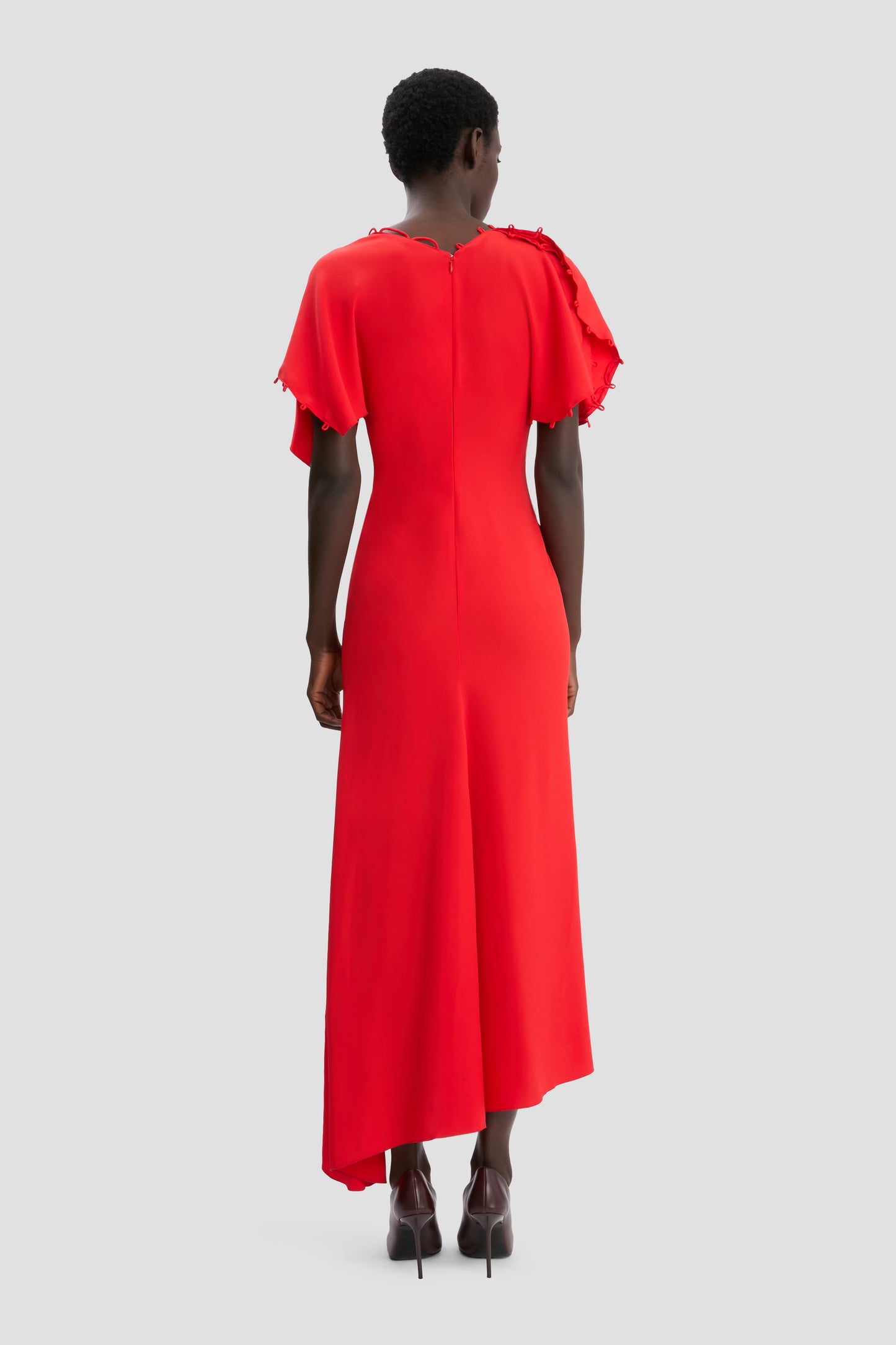 Rouleaux Midi Dress In Cayenne