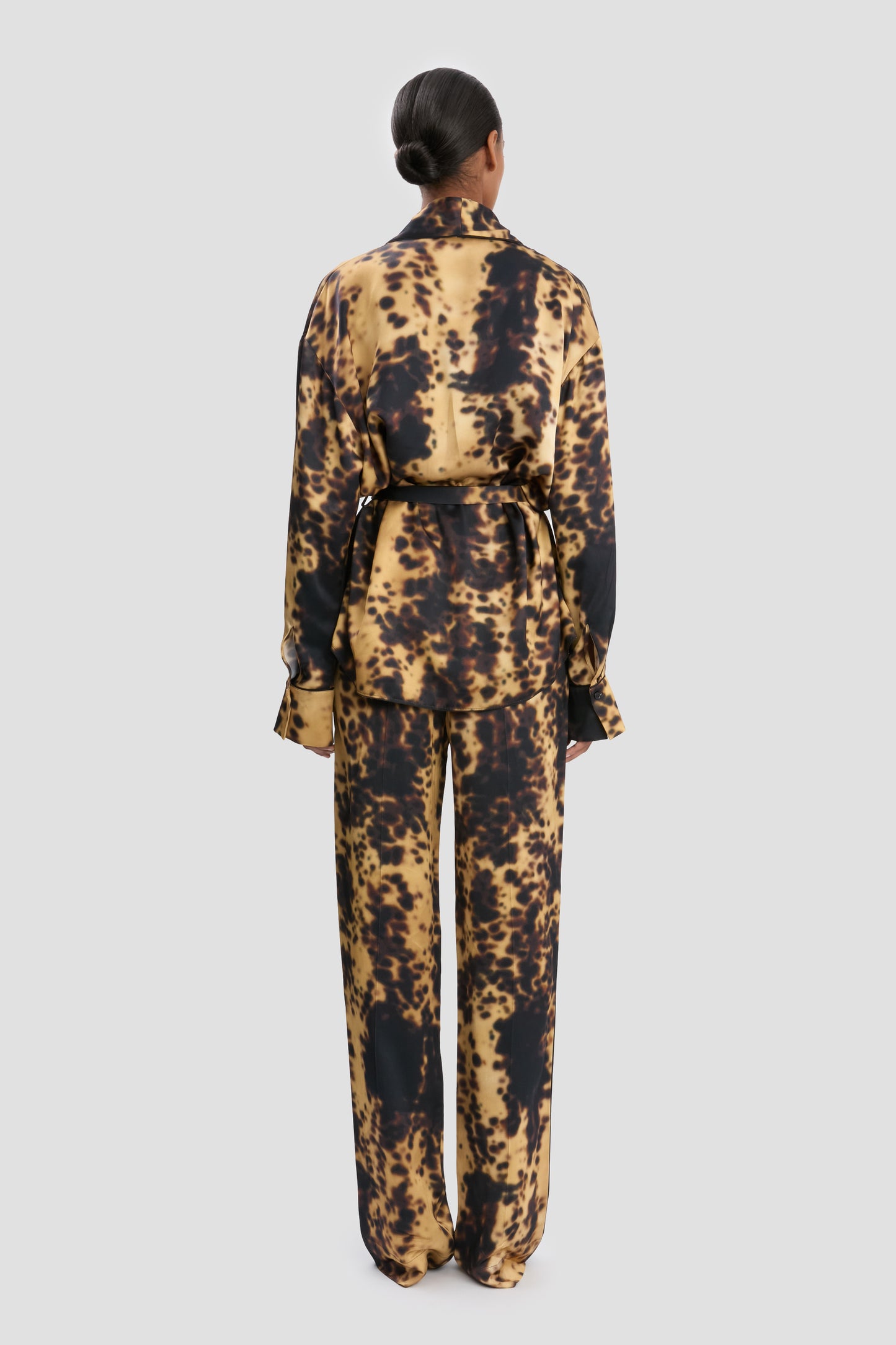 Pyjama Trouser In Olive Brown Print