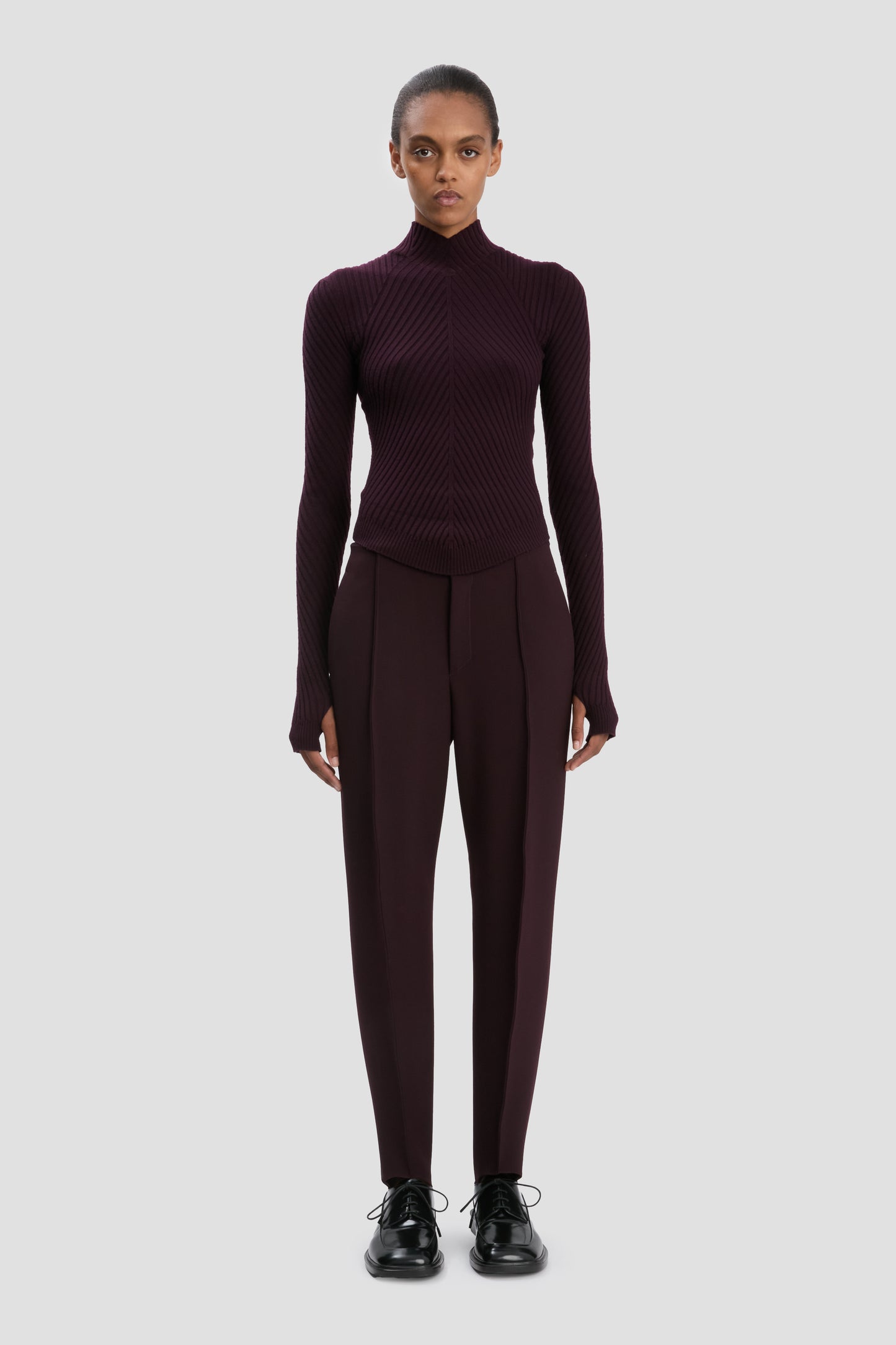 Sculptural Trouser In Deep Mahogany