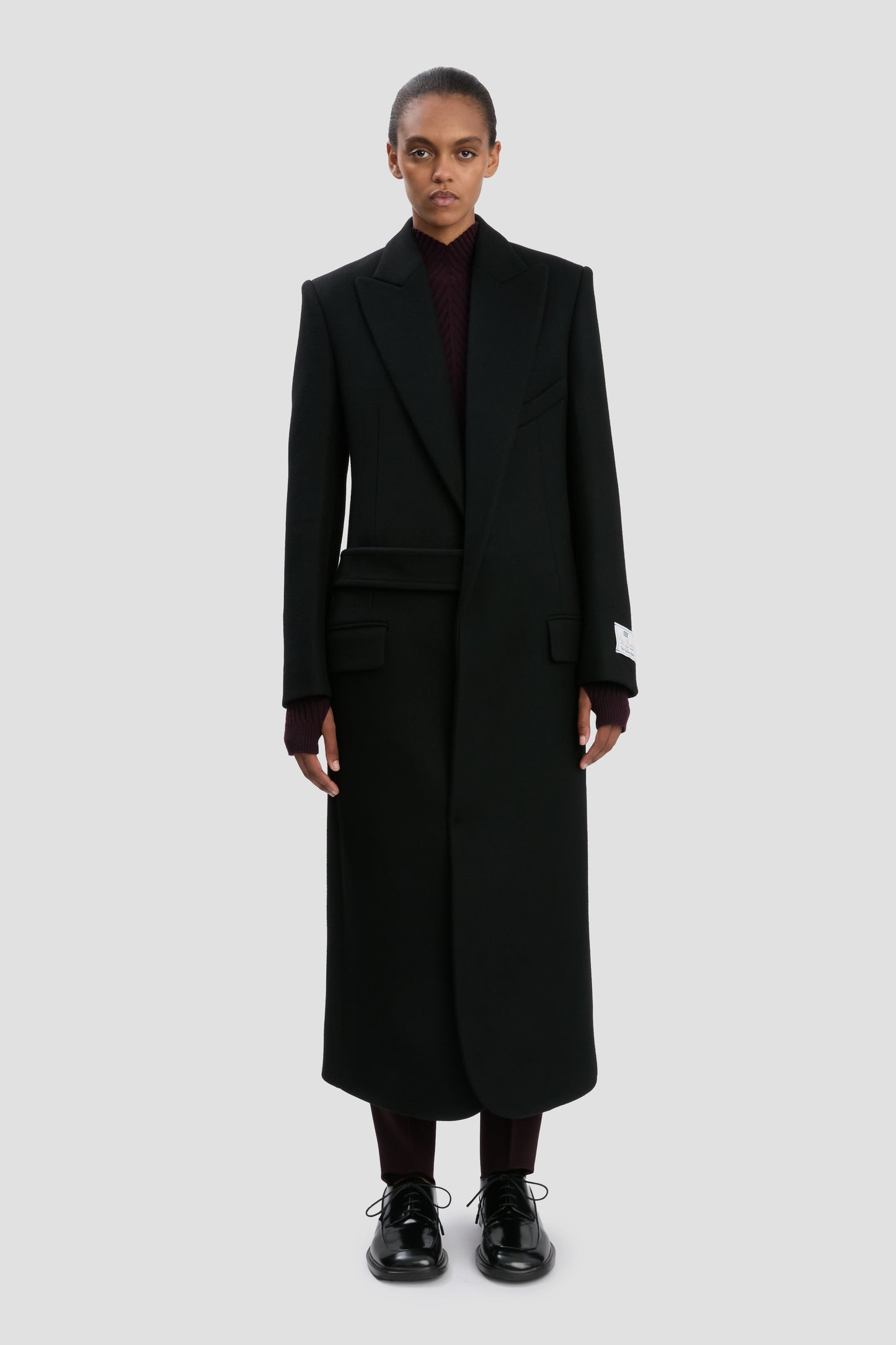 Double-Belted Coat In Black – Victoria Beckham UK