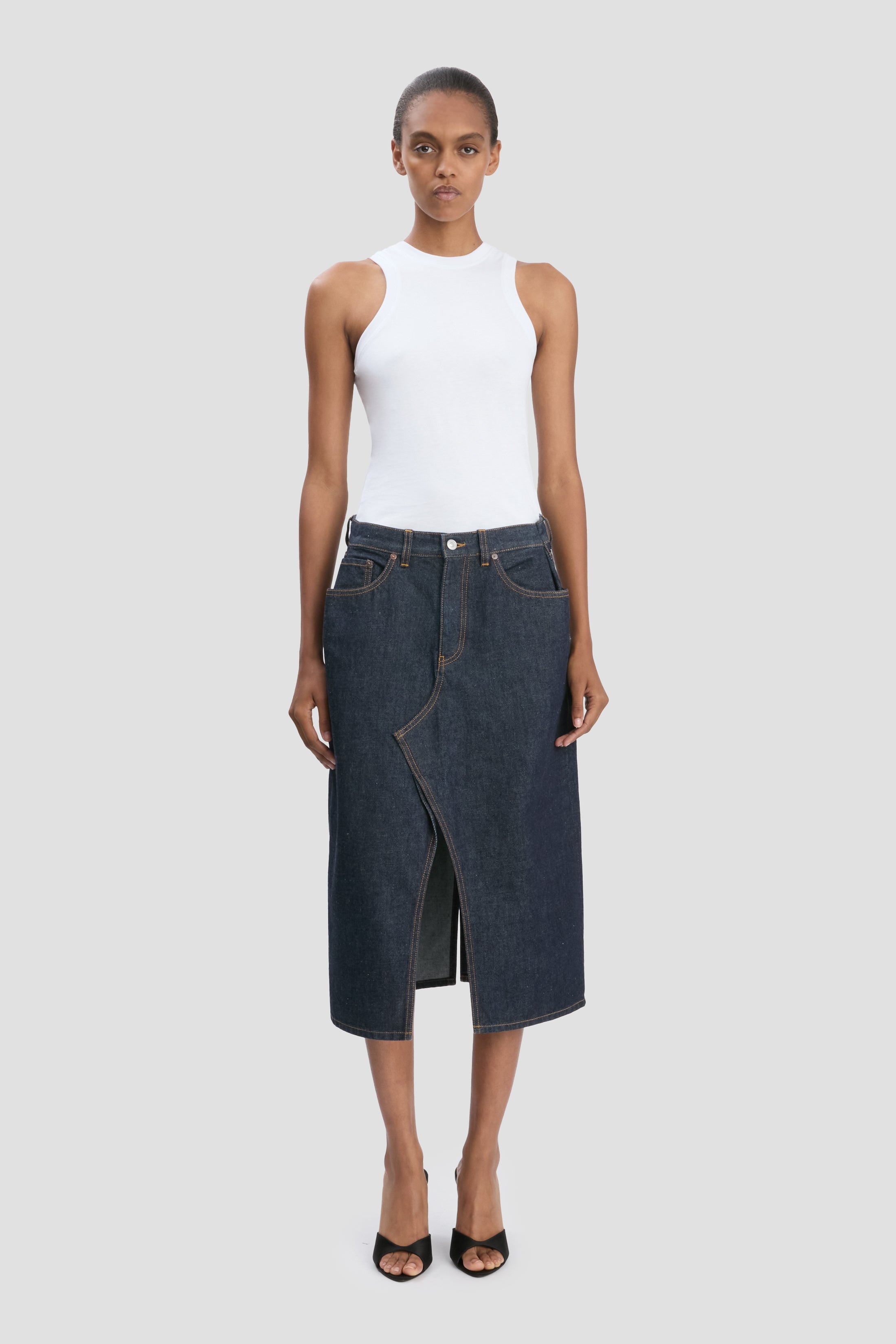 Kick Pocket Denim Skirt Light Rinse