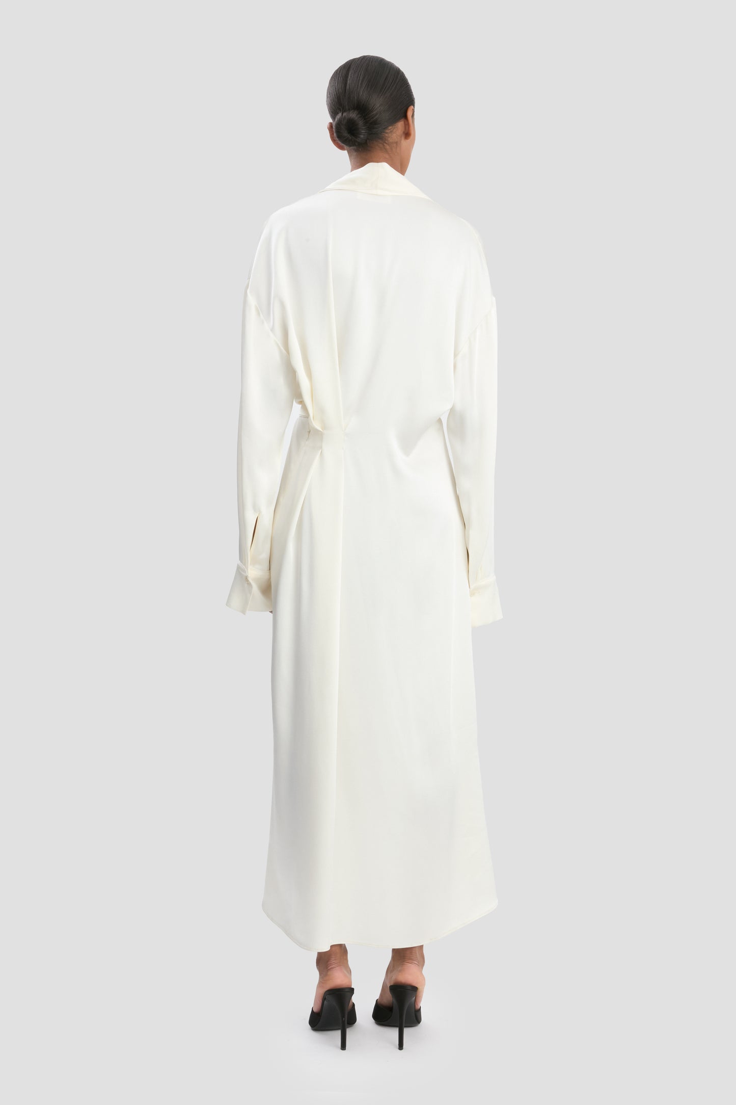 Wrap Detail Midi Dress In Ivory