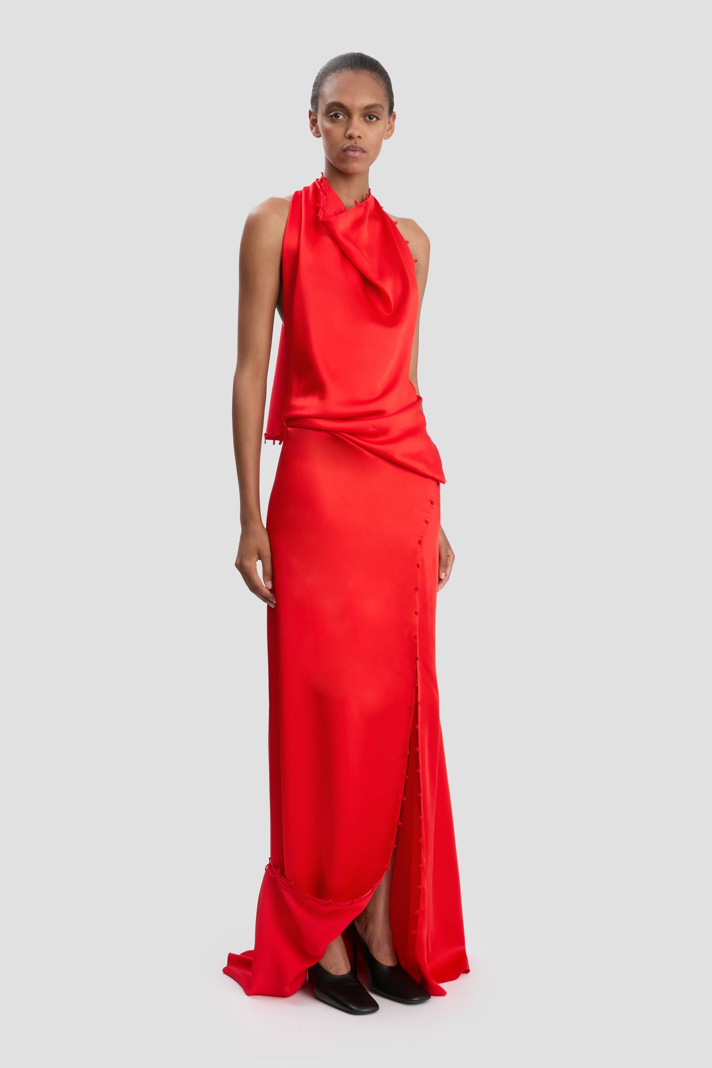Rouleaux Sleeveless Gown In Cayenne