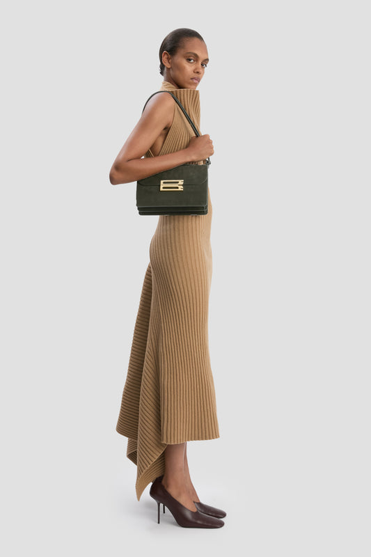 Dorian Bag In Dark Olive Stripe Embossed Suede