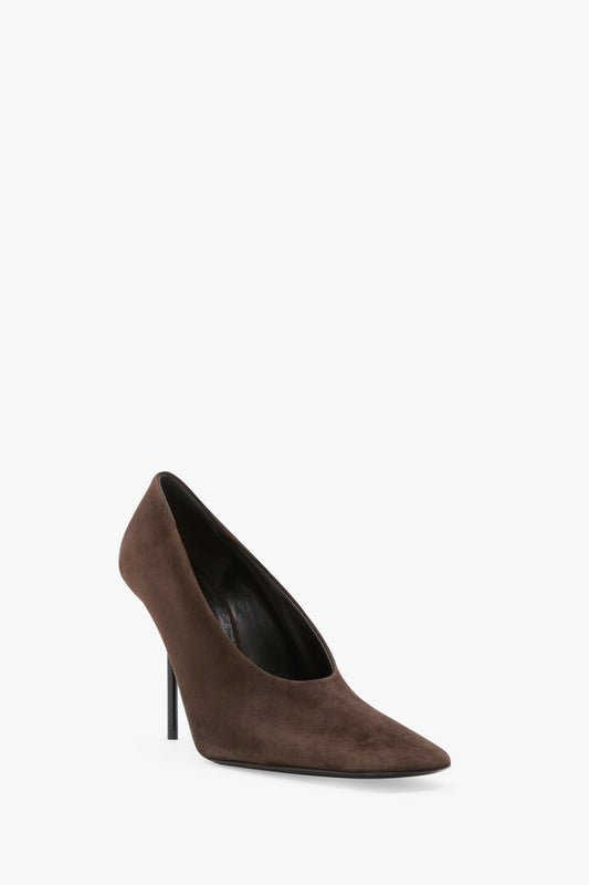 Olivia Stiletto Pump In Chocolate Brown Suede