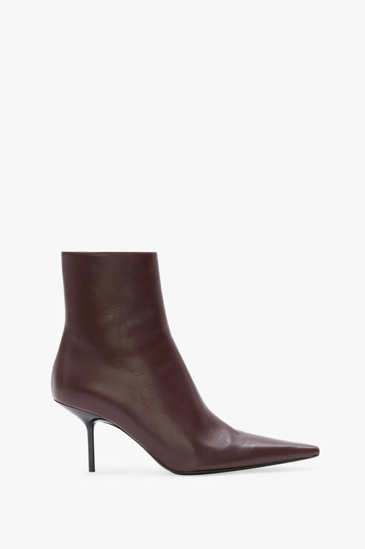 Sloan Stiletto Ankle Boot In Burgundy Smooth Leather