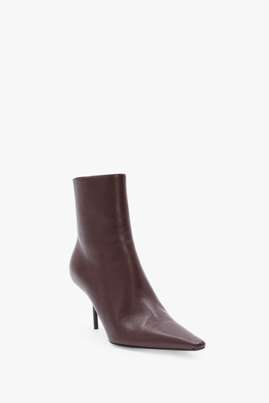 Sloan Stiletto Ankle Boot In Burgundy Smooth Leather