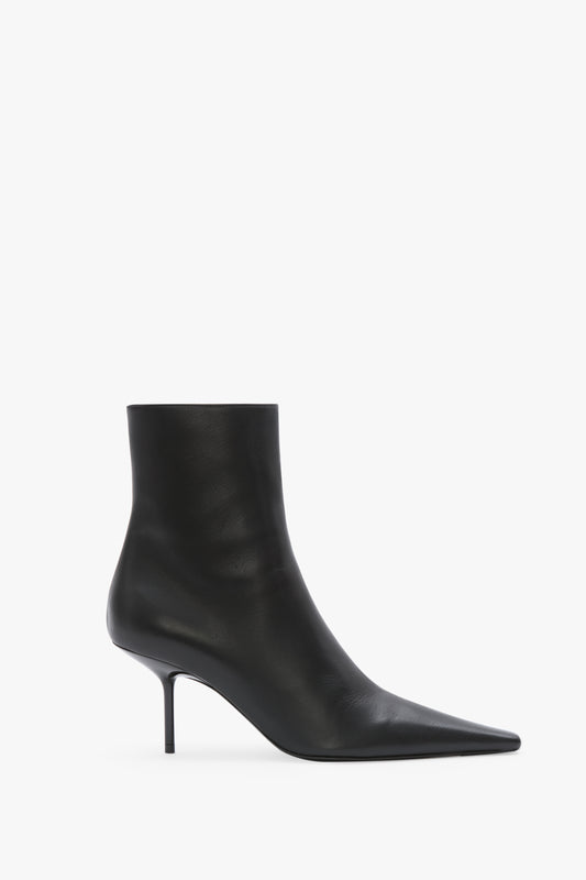Sloan Stiletto Ankle Boot In Black Smooth Leather