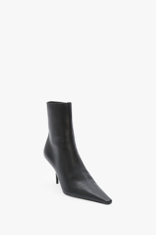 Sloan Stiletto Ankle Boot In Black Smooth Leather