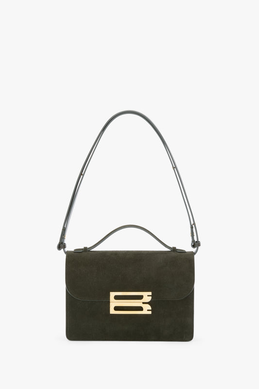 Dorian Bag In Dark Olive Stripe Embossed Suede