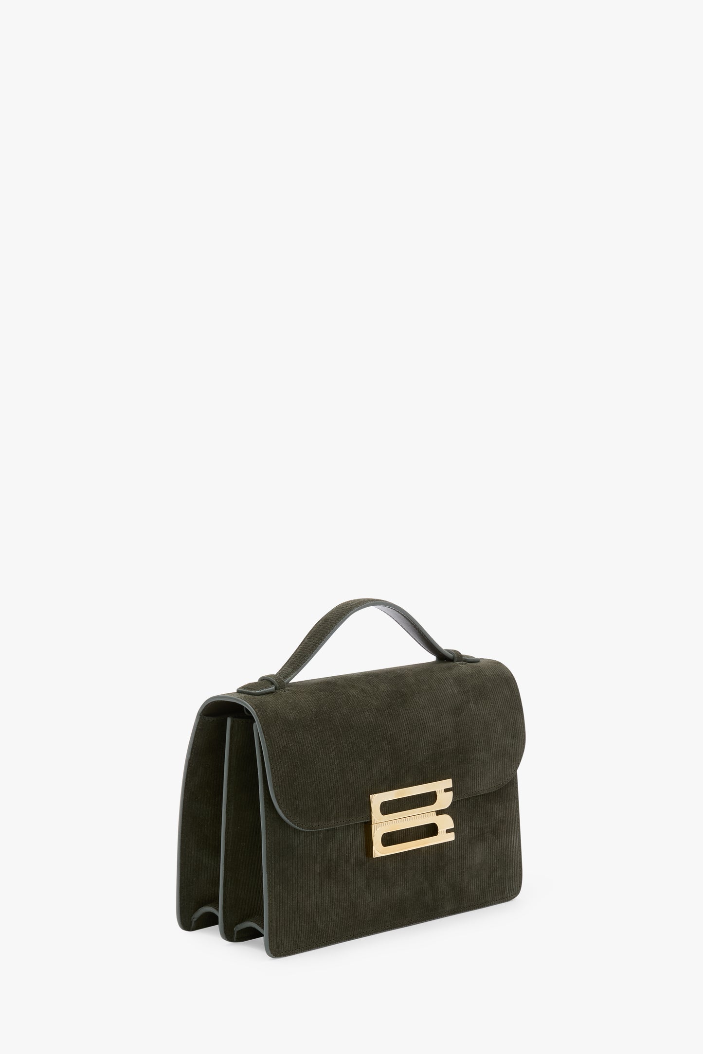 Dorian Bag In Dark Olive Stripe Embossed Suede