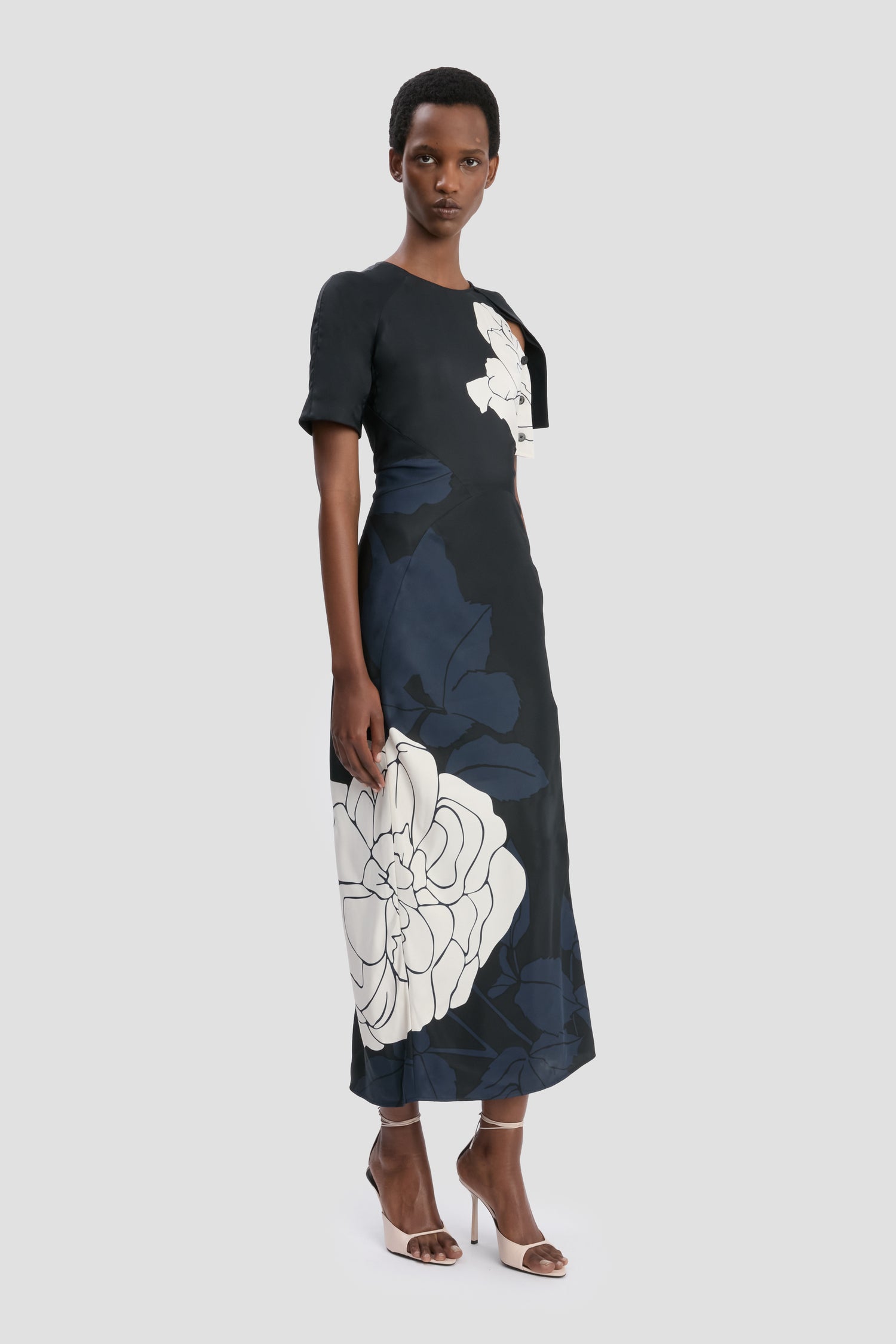 navy floral print midi dress Carly Floral Midi Dress