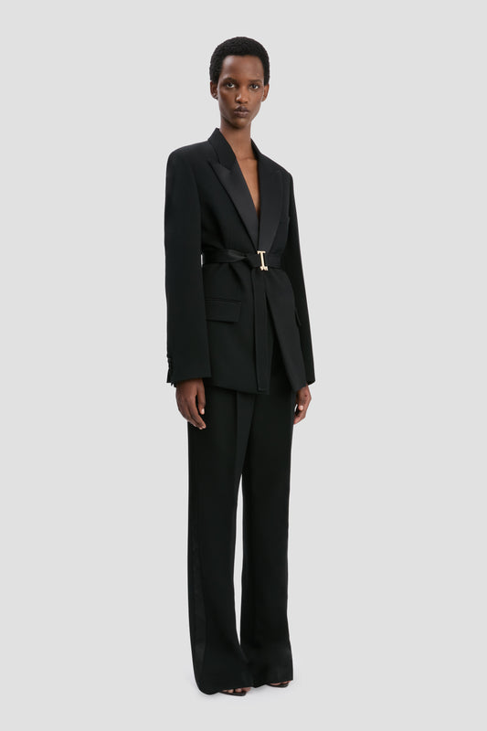 Belted Tailored Jacket In Black