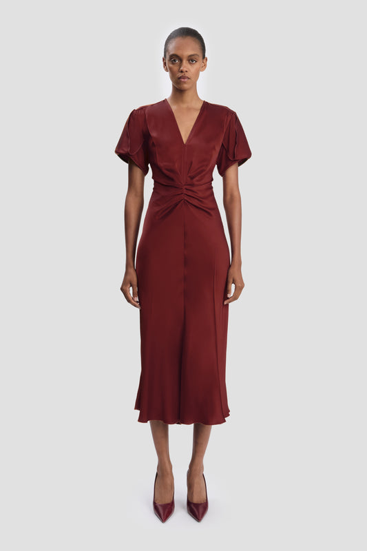 Eve Midi Dress In Burgundy