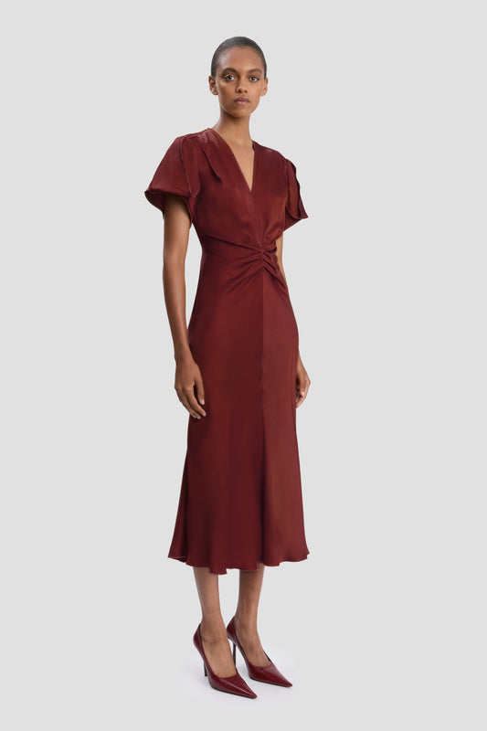 Eve Midi Dress In Burgundy