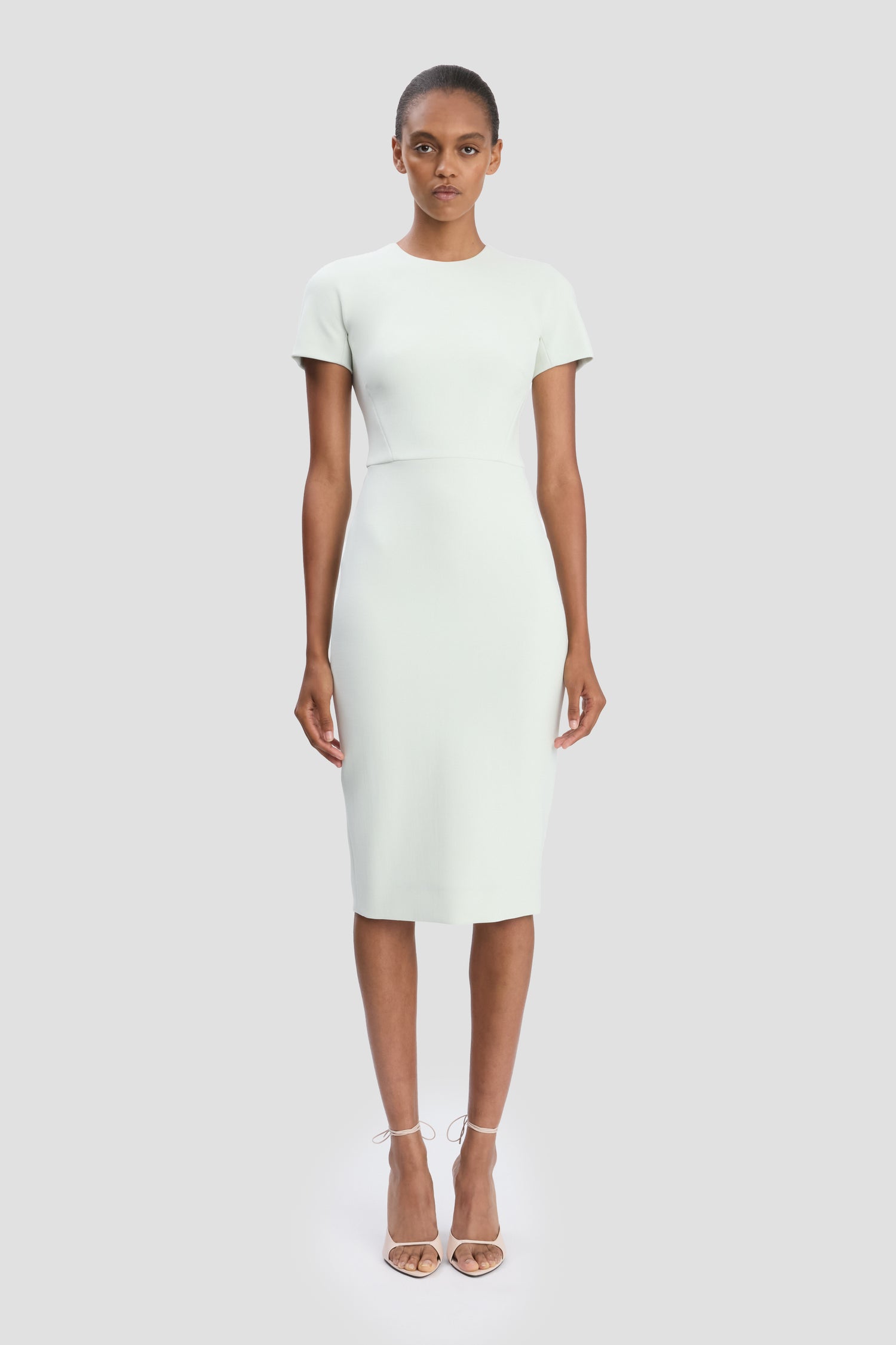 Fitted T-Shirt Dress In Aloe Victoria Beckham Fitted T-Shirt Dress In Aloe Victoria Beckham
