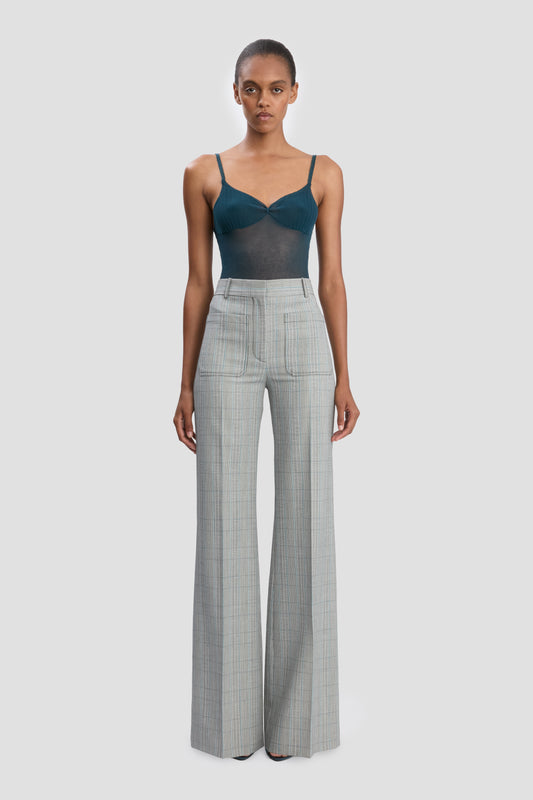Alina Trouser In Blue-Grey Check