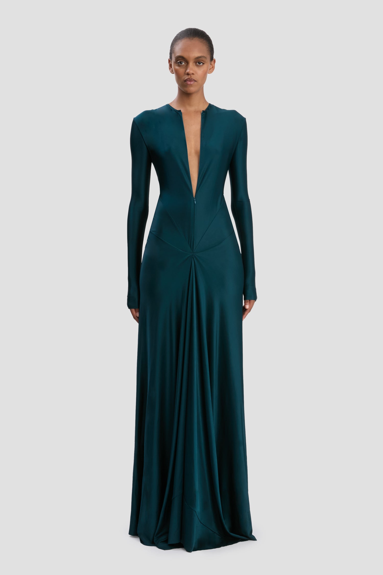 Cut-Out Gown In Dark Teal Victoria Beckham Cut-Out Gown In Dark Teal Victoria Beckham