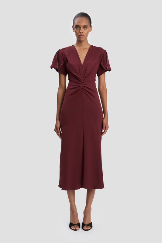 Eve Midi Dress In Cinnabar Red