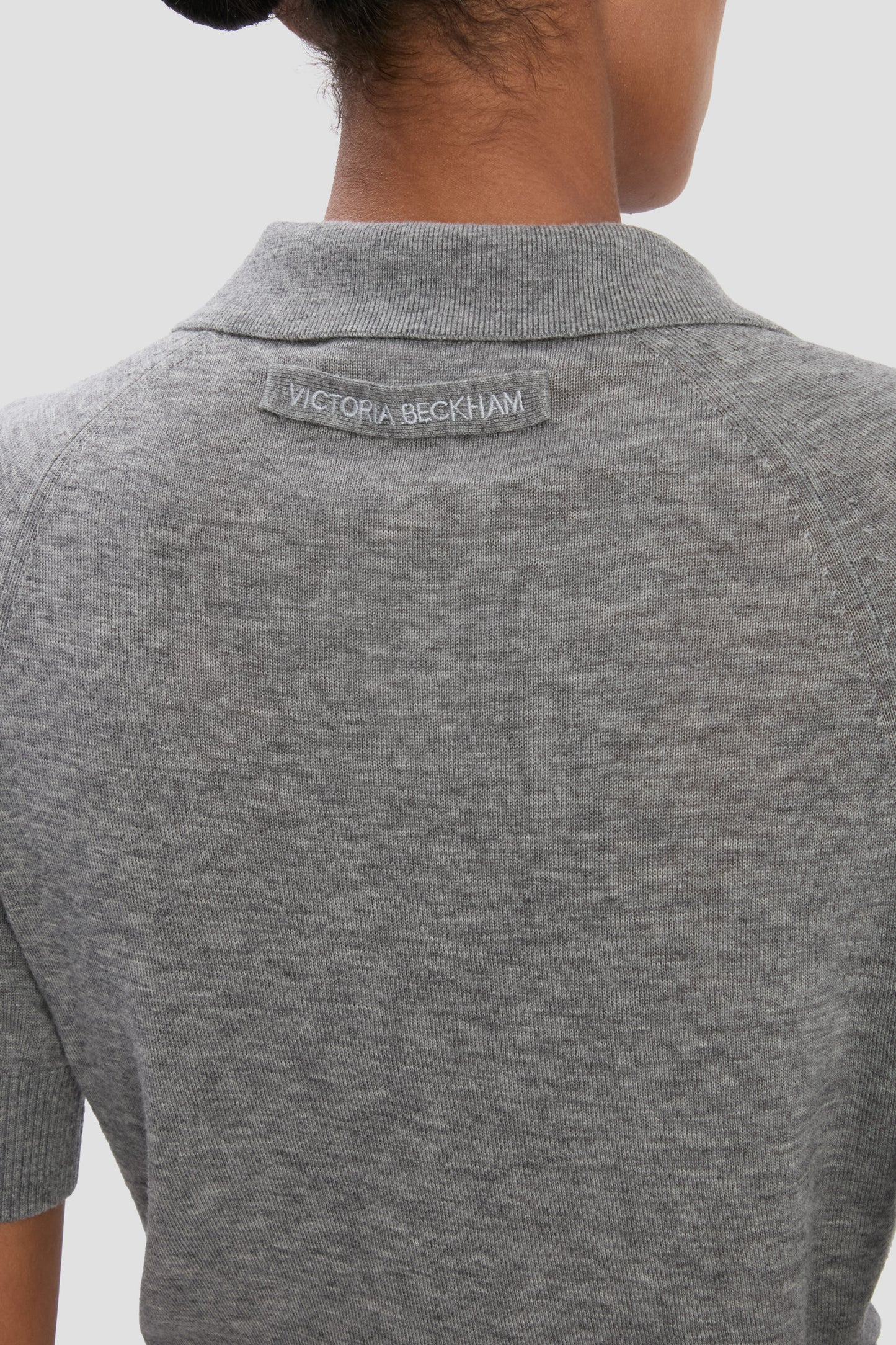 Polo Top In Grey Marl