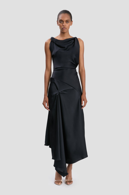 Posy Midi Dress In Navy