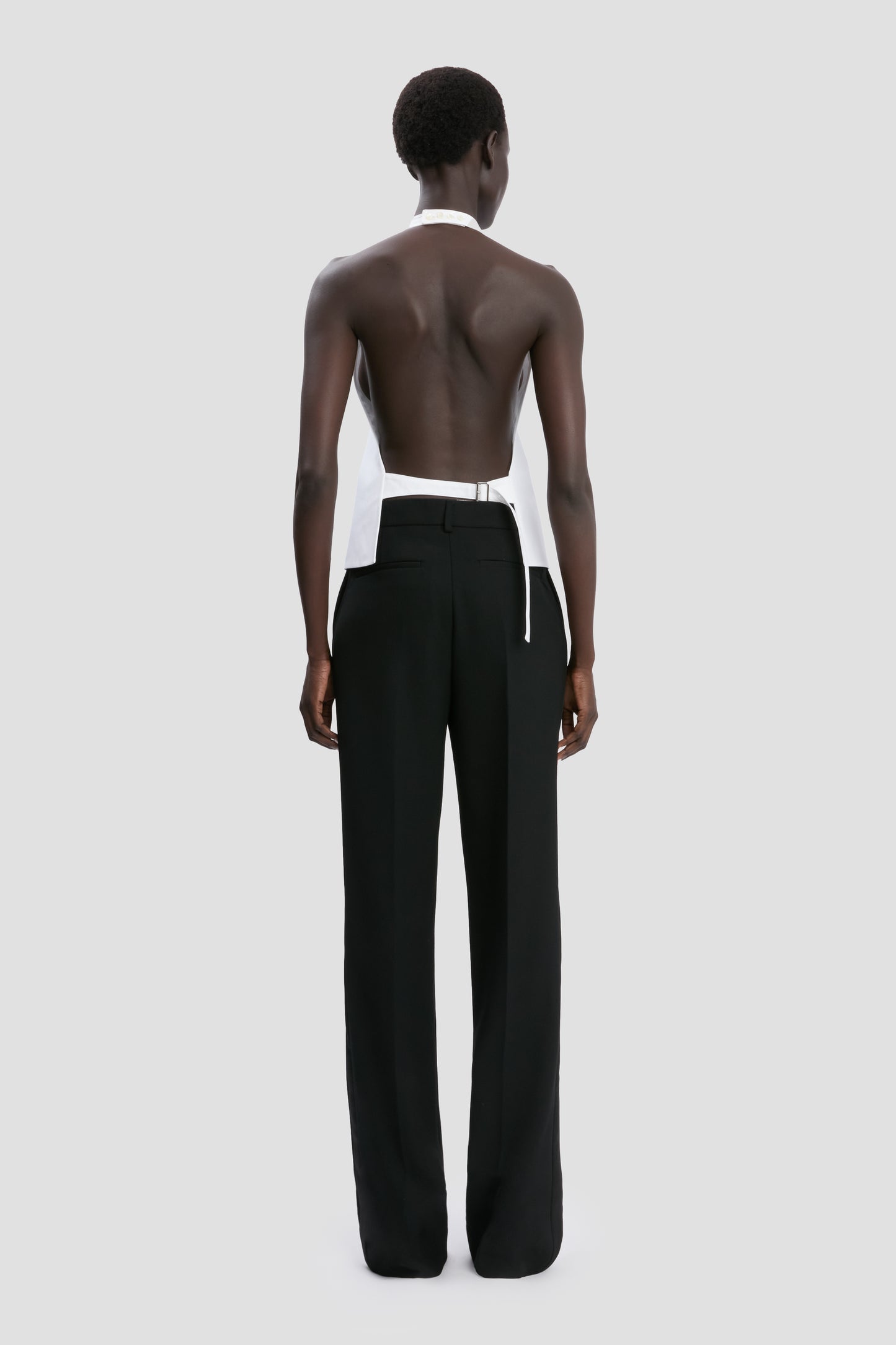 Backless Bib Top In White