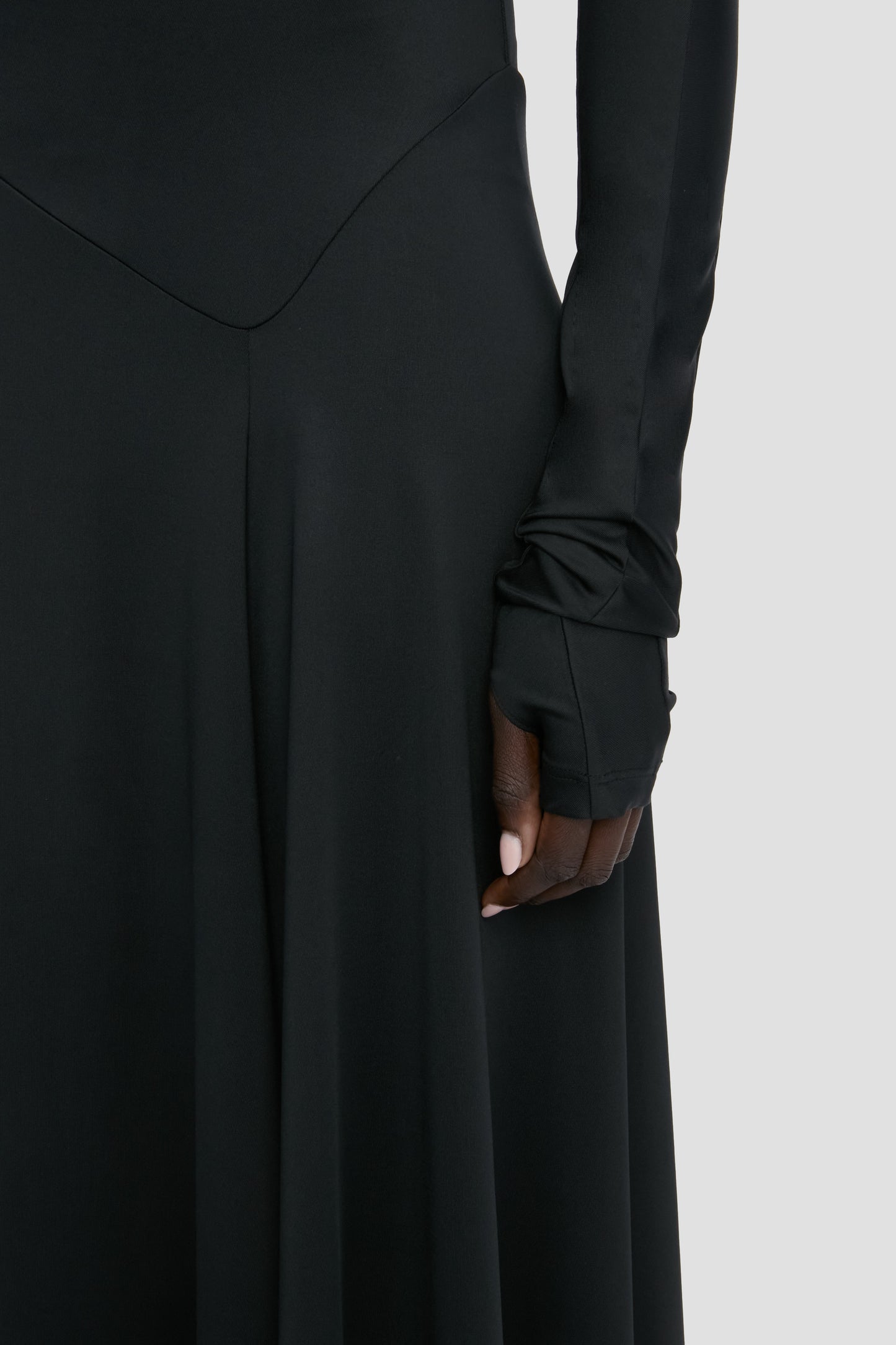 Long Sleeve Midi Dress In Black